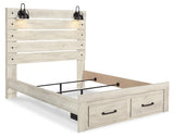Headboard close-up with open slats and lighting on Cambeck Queen Bed
