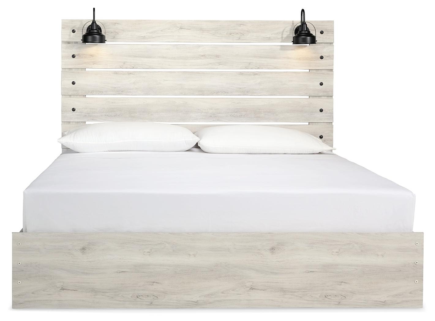 Cambeck Whitewash King Panel Bed head-on view showing headboard