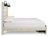 Side profile of Cambeck Whitewash King Panel Storage Bed