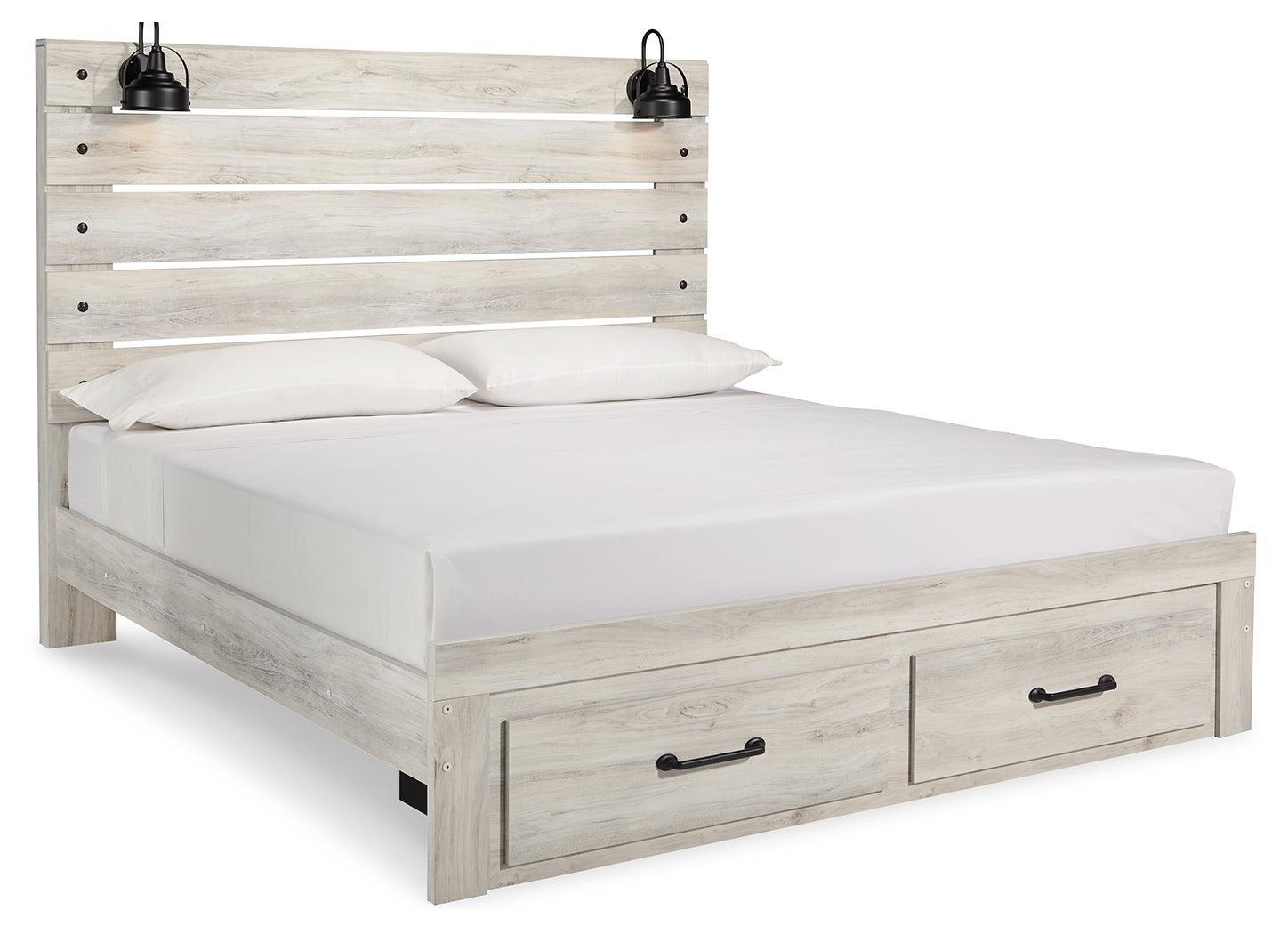 Cambeck King Bed storage drawers side angle