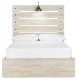 Head-on view of Cambeck full panel whitewashed bed