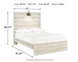 Cambeck Whitewash Full Panel Bed - dimension diagram