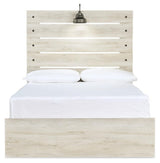 Cambeck Whitewash Full Panel Bed - headboard detail with light on