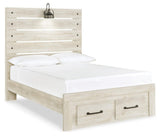 Cambeck full bed angled side view showing USB ports and light