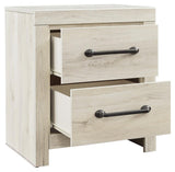 Cambeck Whitewash Nightstand with drawers open showing storage