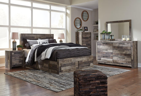 Footboard with storage drawers of Derekson Queen Panel Bed