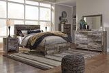 Top angle view of queen bed with storage drawers