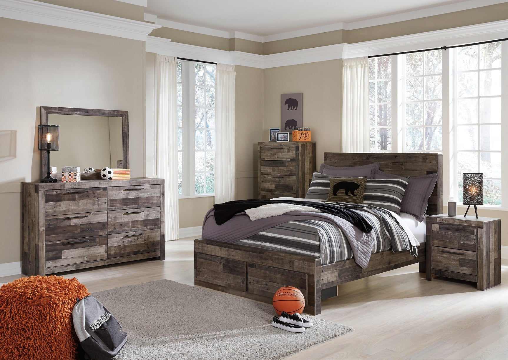 Detailed view of rustic butcher block laminate finish
