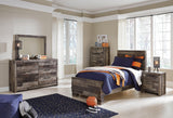 Closeup of Derekson panel bed headboard