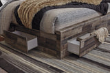 Under-bed storage drawers on Derekson multi gray king bed