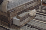 Under-bed storage space on Derekson Multi Gray Queen Bed