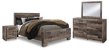 Derekson Multi Gray Panel Bedroom Set — Queen / 4: Bed, Dresser, Mirror, Nightstand