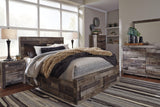 Derekson Queen Panel Bed with bed slats visible