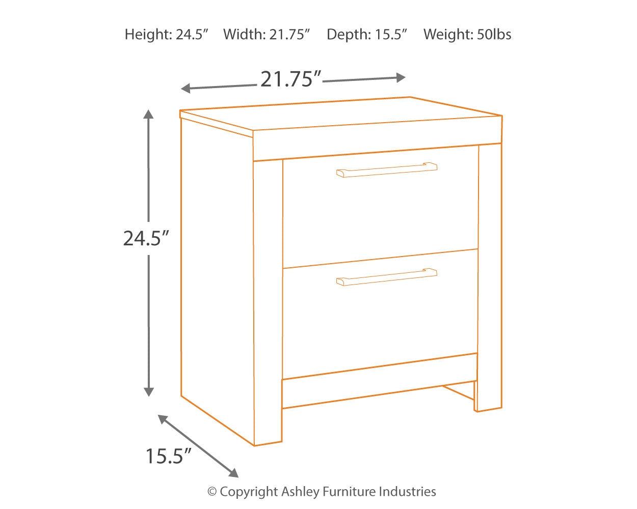 Derekson Multi Gray Nightstand drawer interior detail