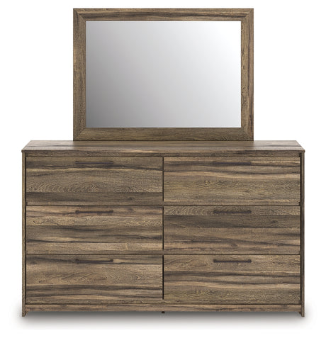 Elbrim Brown dresser and mirror head-on view