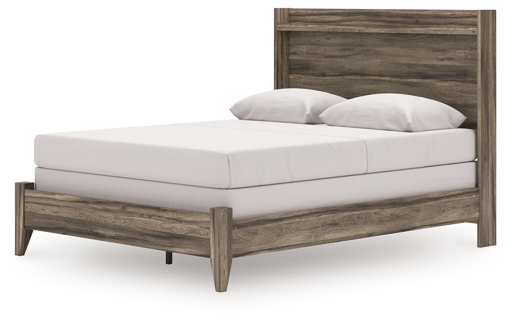 Elbrim Brown Queen Panel Bed LED lighting detail under shelf
