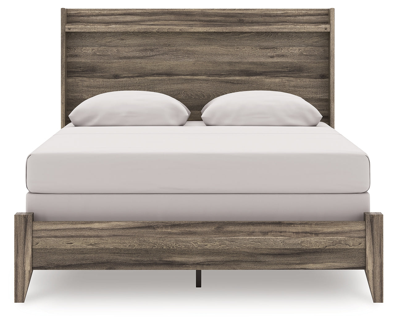 Elbrim Brown Queen Panel Bed footboard and side view