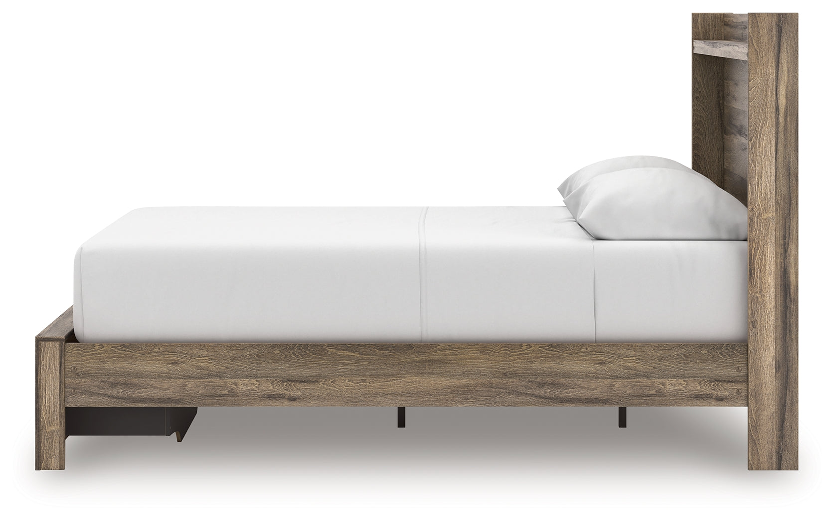 Side alternate angle of Elbrim queen panel storage bed
