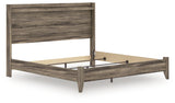 Elbrim king panel bed angled opposite side view with footboard visible