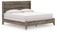 Elbrim king panel bed angled side view showing headboard with LED lighting