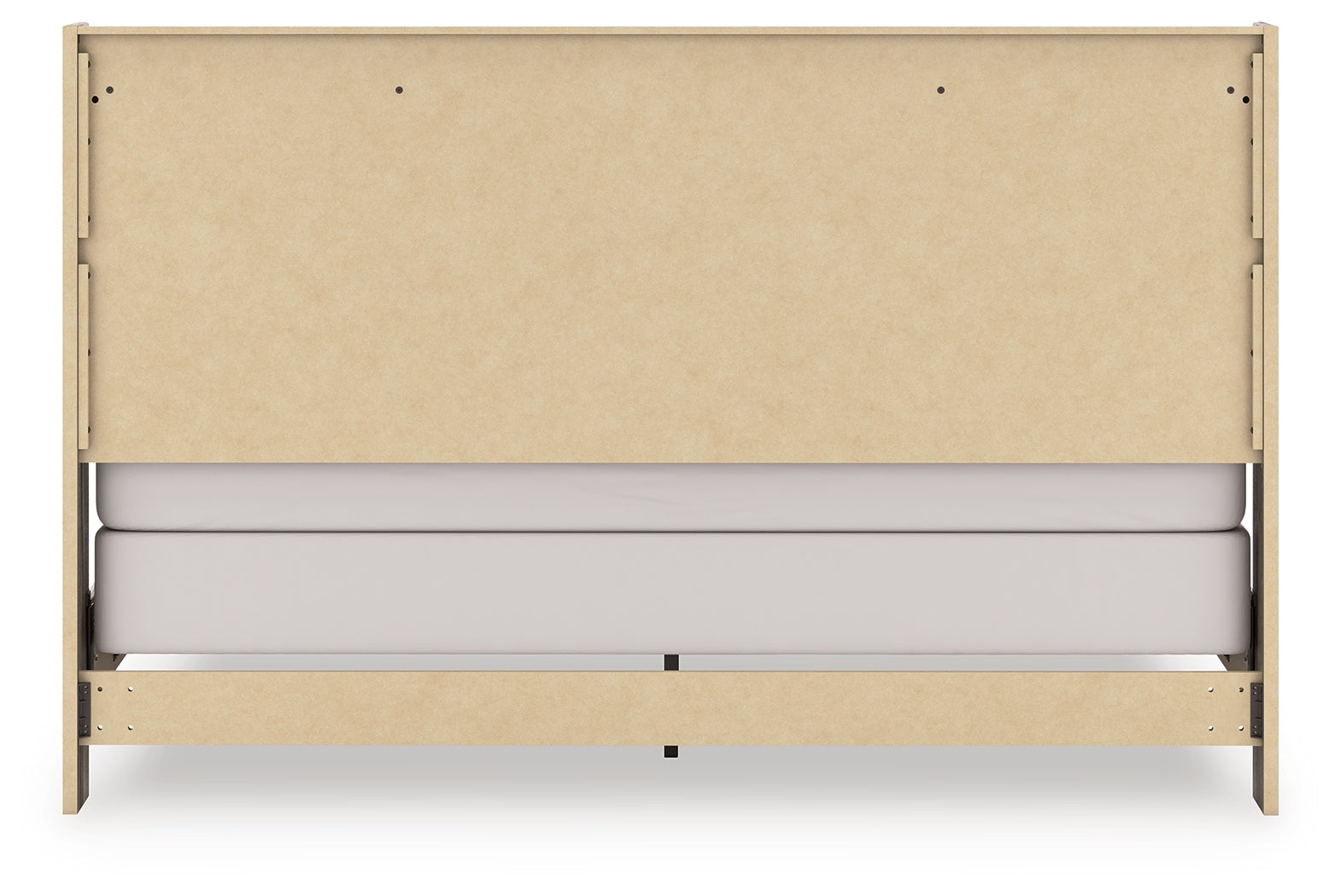 Back view of Elbrim king panel bed showing footboard construction