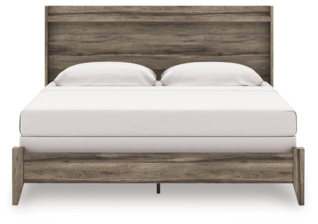 Elbrim king panel bed head-on view showing panel headboard