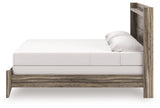 Side angle of Elbrim king panel bed showing flat panel design