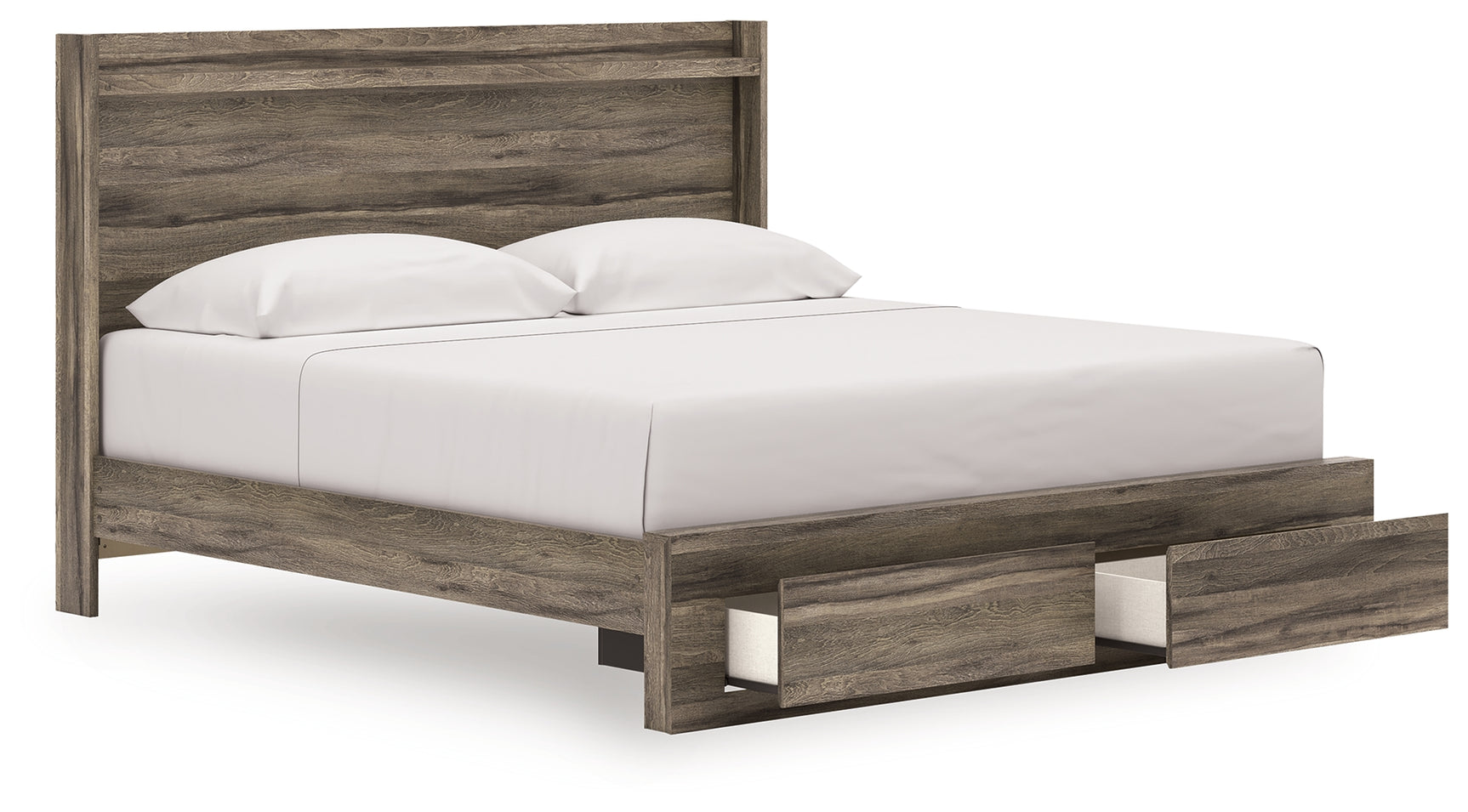 Elbrim king panel storage bed close-up of LED lighting under headboard
