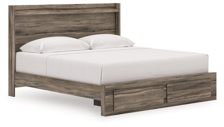 Elbrim king panel storage bed angled front view