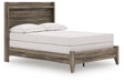 Elbrim full panel bed in weathered brown, right angled side view