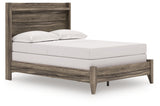 Elbrim full panel bed in weathered brown, right angled side view