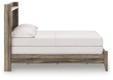 Front angled view of Elbrim full panel bed in brown finish