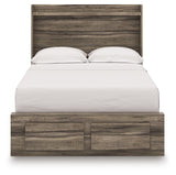 Head-on view of Elbrim full panel storage bed