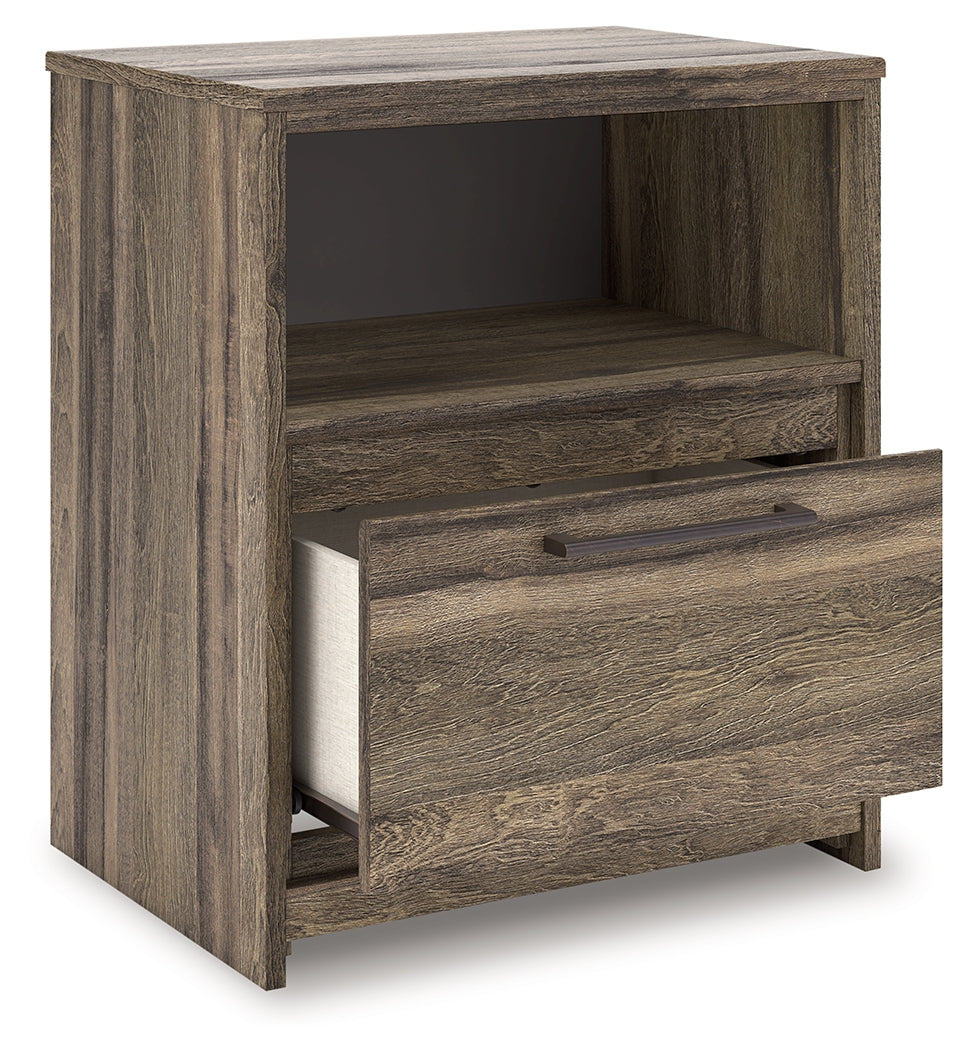 Elbrim nightstand drawer open showing interior