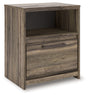 Elbrim brown wood nightstand front angle