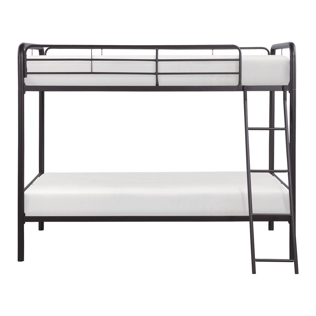 Lunar dark bronze metal twin over twin bunk bed front view