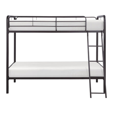 Lunar dark bronze metal twin over twin bunk bed front view