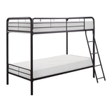 Lunar dark bronze twin over twin bunk bed side angle showing ladder