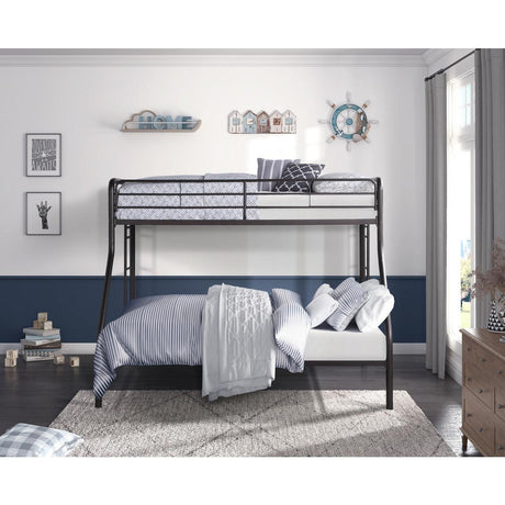 Lunar Dark Bronze Metal Twin over Full Bunk Bed angled view