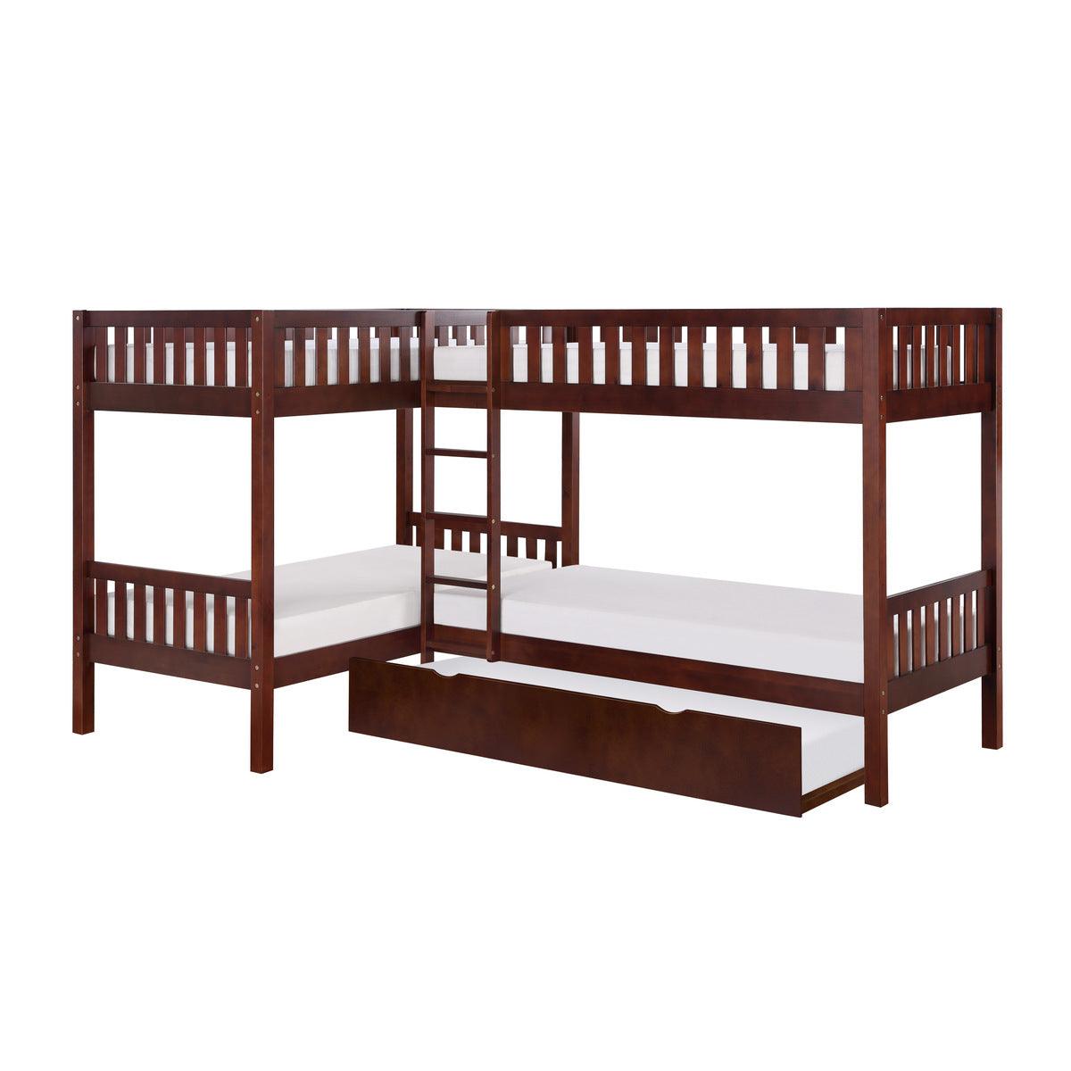 Rowe corner bunk bed with open trundle extended