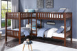 Rowe Dark Cherry Pine Veneer Corner Bunk Bed Youth Bedroom Set front view