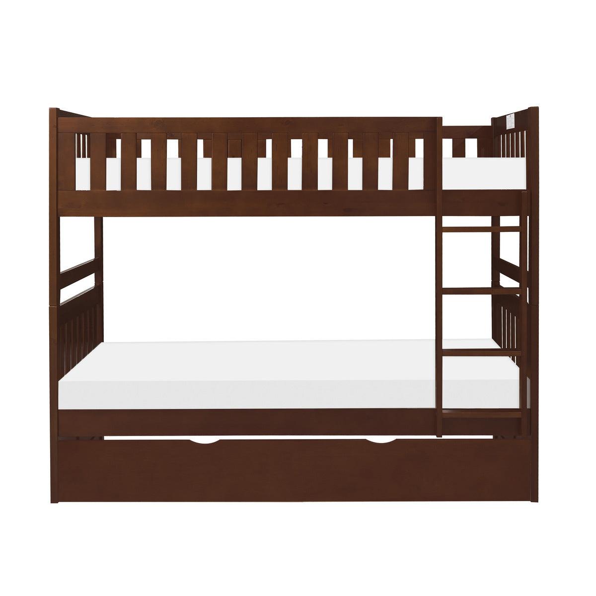 Rowe dark cherry twin over twin bunk bed front view