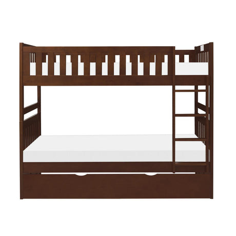 Rowe dark cherry twin over twin bunk bed front view