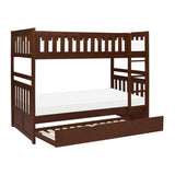Rowe twin over twin bunk bed showing pull-out trundle extended