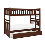 Open storage drawers under Rowe twin bunk bed