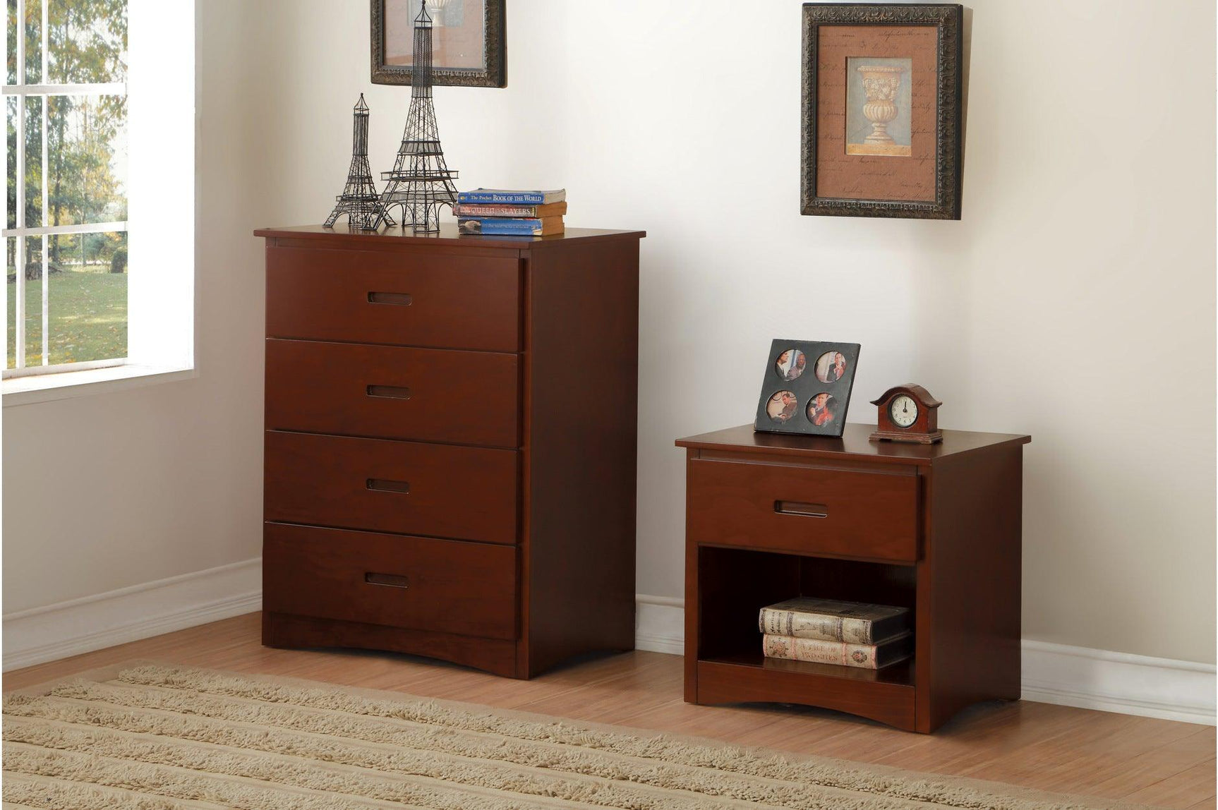 Twin Size Rowe Dark Cherry Youth Panel Bed with trundle option