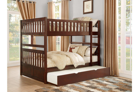 Rowe Dark Cherry Twin Over Twin Bunk Bed Side View