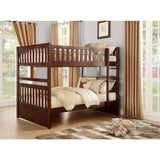 Rowe full over full dark cherry bunk bed side view