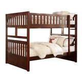 Rowe full over full dark cherry bunk bed angled view