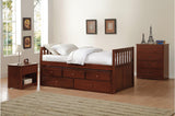 Rowe Dark Cherry Modern Contemporary Transition Solid Wood Youth Bedroom With Storage Set - Ella Furniture